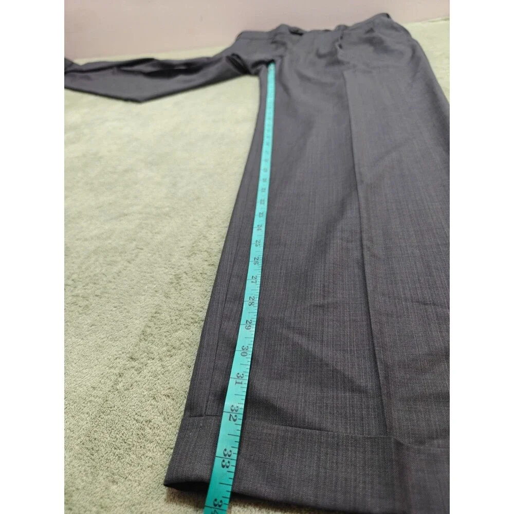 Perry Ellis Mens 36x34 Charcoal Gray Neo Luxe Pleated Cuffed Dress Slacks NWT
